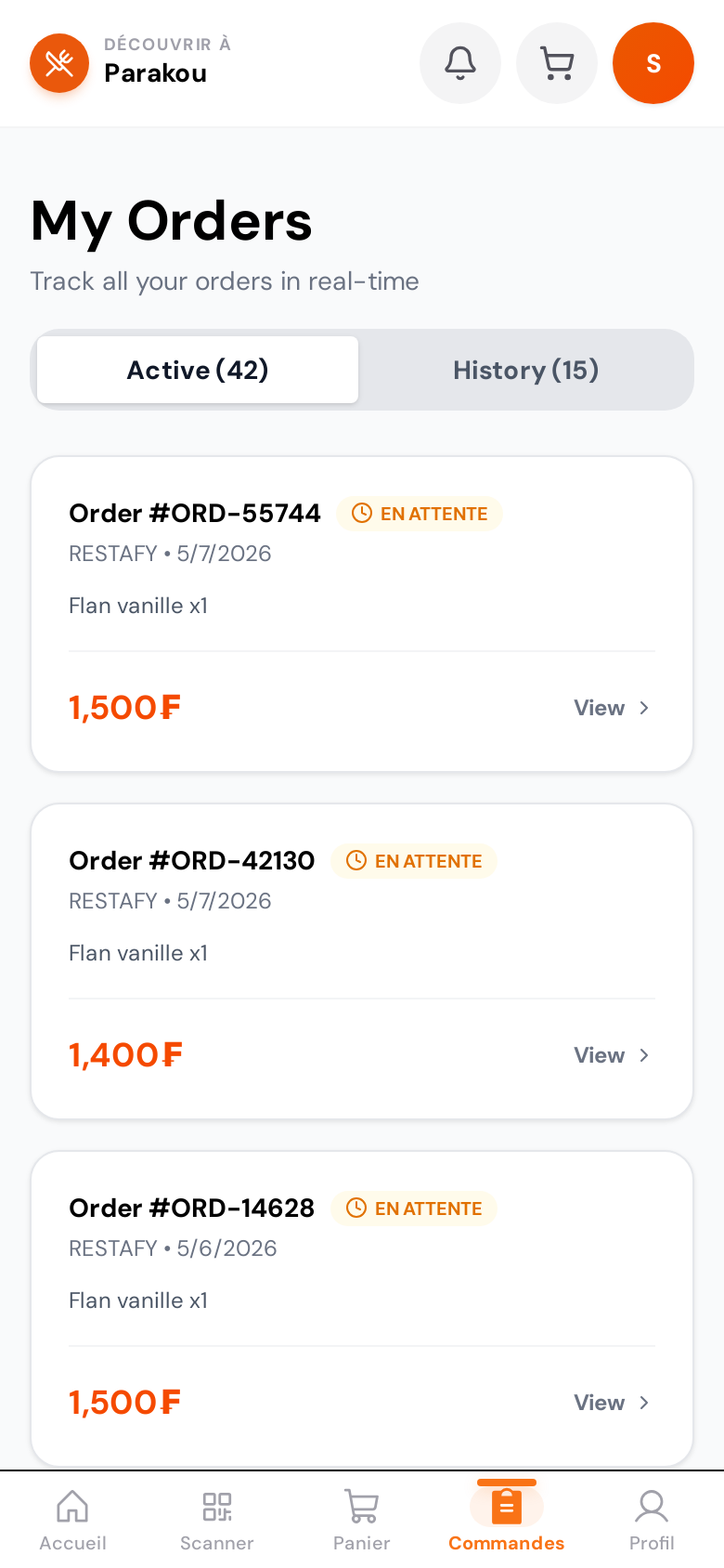 Suivi de commande en temps réel